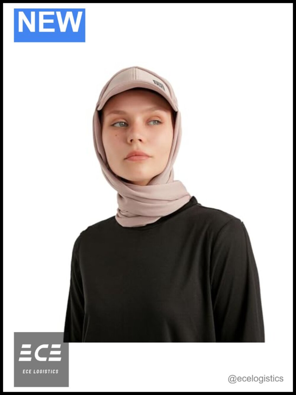 2-in-1 Hijab with Attached Baseball Cap Muslim Women Adjustable Sport Shawl Cap